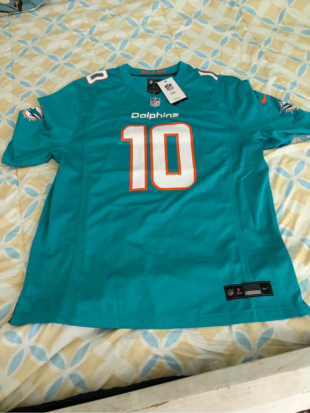 Nike Teal Miami Dolphins #10 Football Jersey with Orange Trim - Tyreek Hill